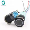 19mm 12 Volt 5A LED Light illuminated latching Metal Black Push Button Switch with wiring socket