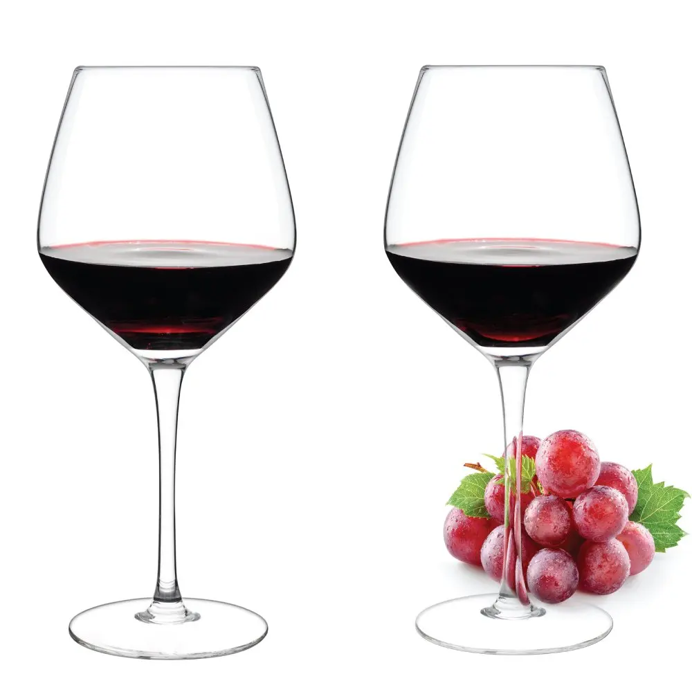 Luxbe - Crystal Wine Glasses, Set of 2 - Large Handcrafted Red or White Wine Glass - 100% Lead Free Crystal Clear Glass - Professional Wine Tasting - Burgundy - Pinot Noir - Bordeaux - 21-ounce