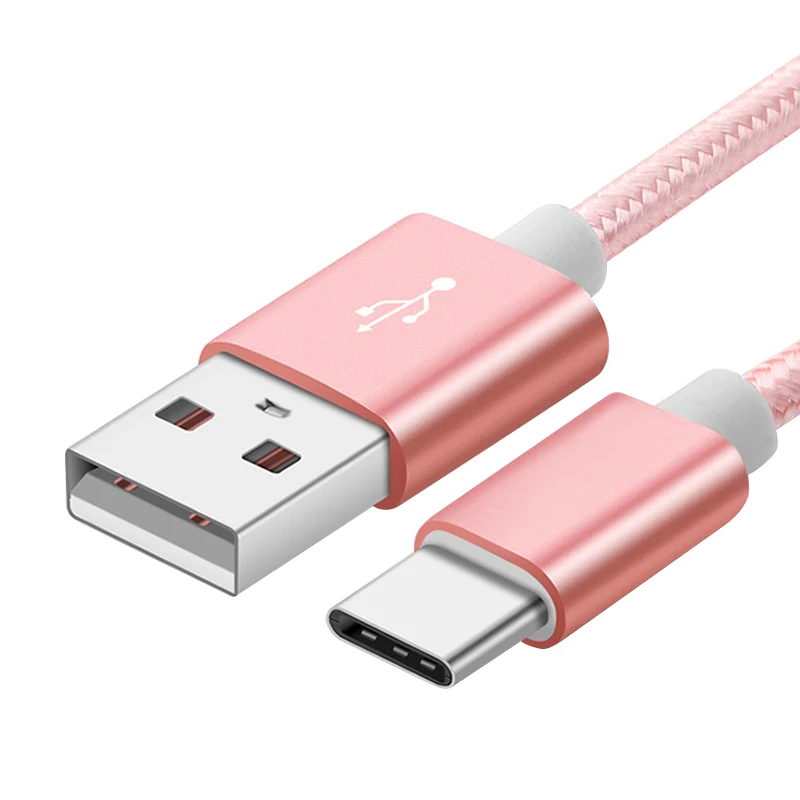 Mobile Phone fast charging data transferring usb type c cable Nylon Braided data cable for samsung galaxy S8