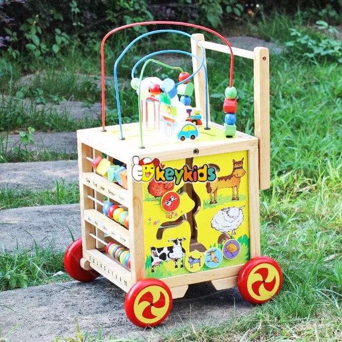 2017 Wholesale Baby Wooden Push Along Toy Funny Kids Wooden Push Along