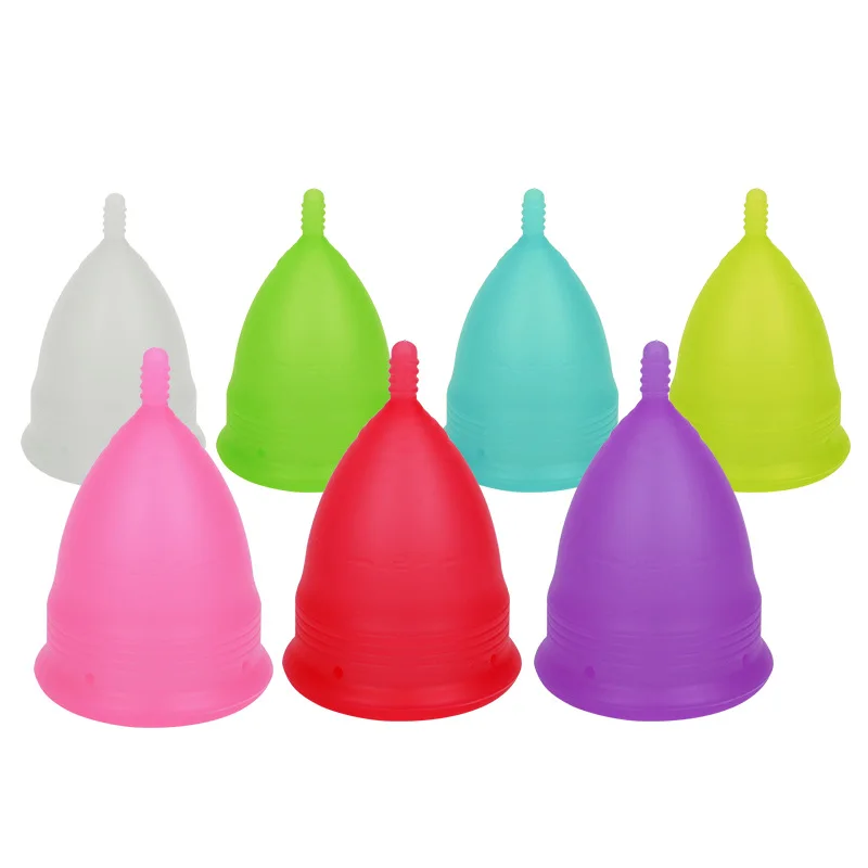 

Different way of packing organic cup un specification wholesale food grade high quality reusable medical silicone menstrual cup, Pink,green,blue,purple,white