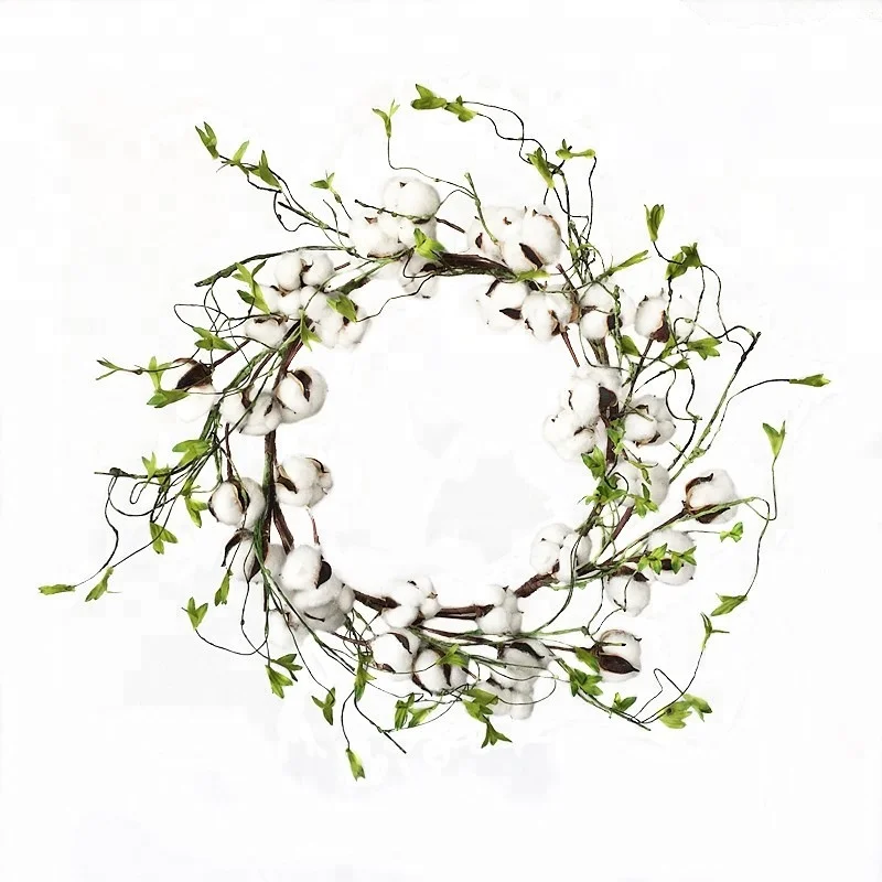 

26" Farmhouse Decoration Door Wreath Cotton Greenery Wreath, White