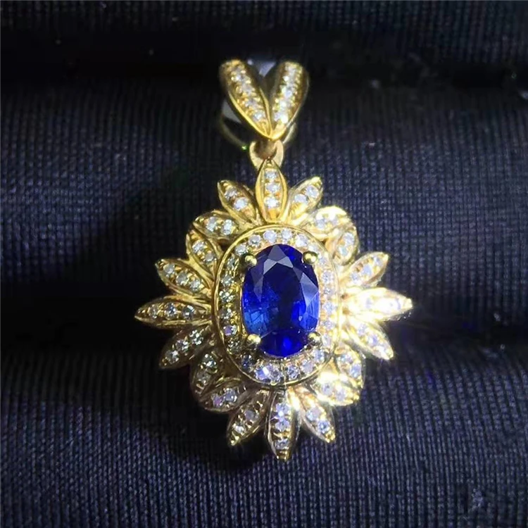 

coin pendant vintage 18k gold South Africa real diamond natural sapphire pendant for women blue sapphire, Picture
