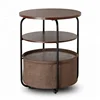 Home MDF Canvas Fabric Espresso Side Table Modern