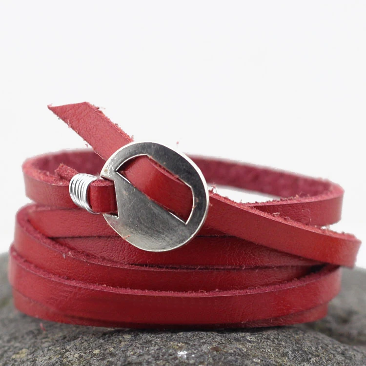 

60cm Length Multiple Wraps Leather Bracelet Thin Raw Leather Bracelet