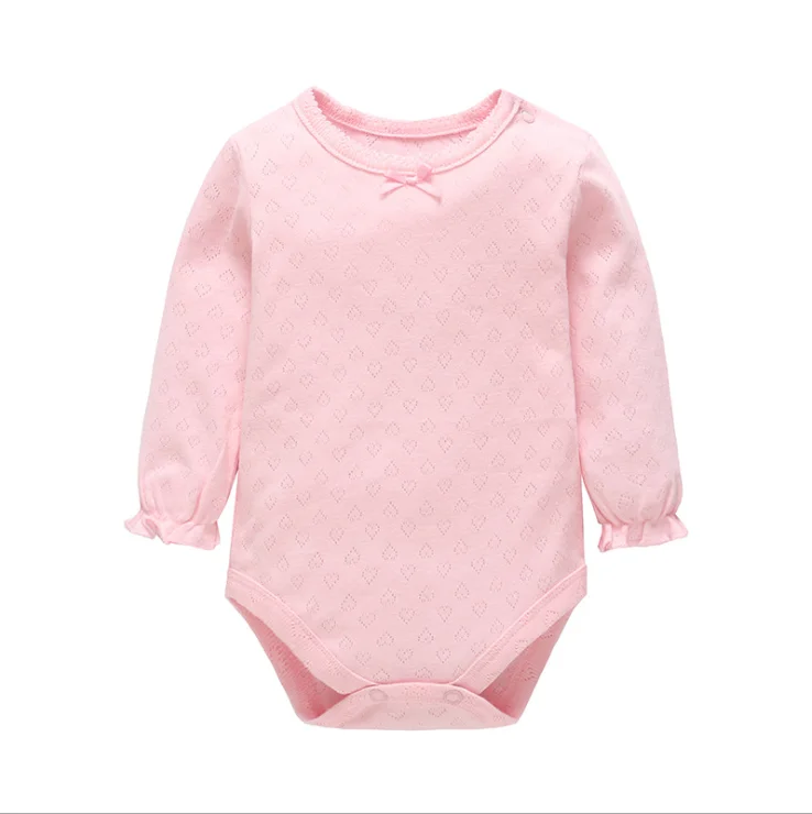 Lovely baby girl longsleeve bodysuit pink color 100% cotton onesie for 0-12M baby