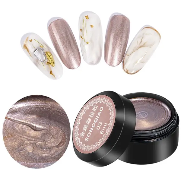

OEM Custom logo nail painting gel polish easy apply metal gel for wholesale, 6 colors