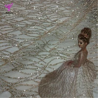 

Wholesale high quality shiny bridal sequin india glitter mesh lace fabric