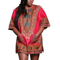 

Wholesale Plus Size Floral Loose Casual Tops African Dashiki Clothing T-Shirt Dress