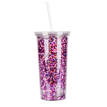 

Best Selling Products 2019 In Usa Amazon Plastic Double Wall Reusable Clear Skinny Glitter Tumbler, Any colors are available