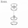 RAKOL wedding jewelry unique design women chain connected double knuckle ring R2011
