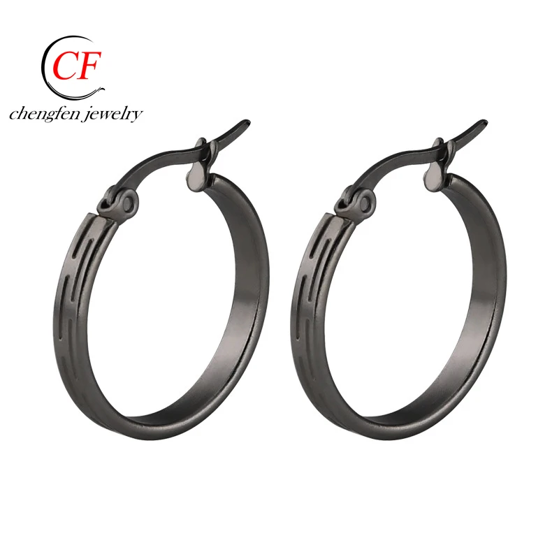 

Chengfen Steel Large Gold Hoop Earrings Black Plated Big Earrings Black Earring Korea, Gold,rose gold, steel