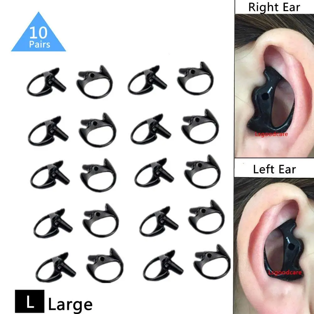 Left and Right Large Police Ear Mold Piece Covert Radio Black Flexible gel