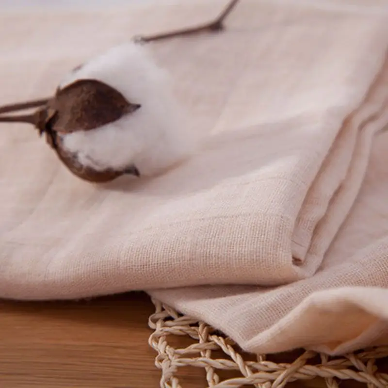 
100% Natural Color Cotton Baby Swaddle Muslin Blanket Gauze Fabric 