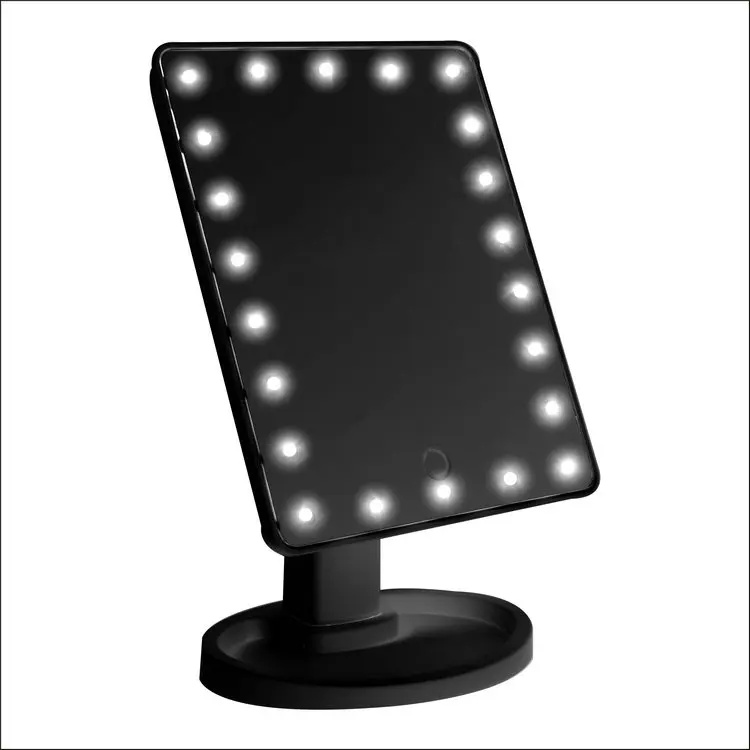 Top Amazon Seller 2019 Miroir LED Strip Lights Vanity Mirror Cosmetic Black LED Mirror Makeup Desktop LED Makeup Mirror