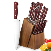 

15-pieces kitchen knife wood handle with knife block holder chef knives set