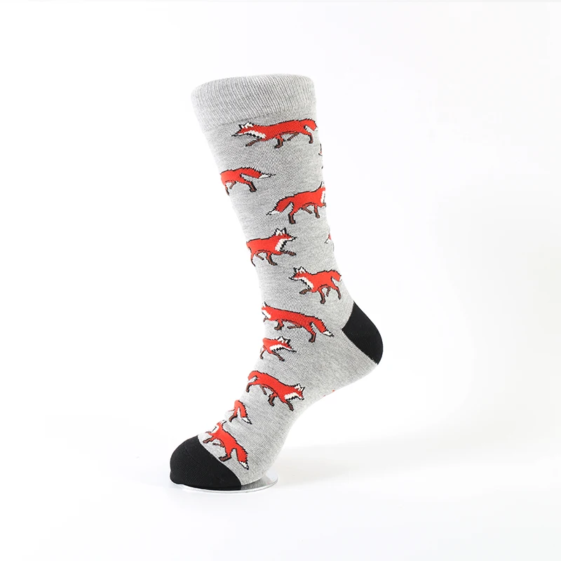 

Fashion Knitted Animal Fox Dress Men Bamboo Cotton Funny Socks Men, As picture
