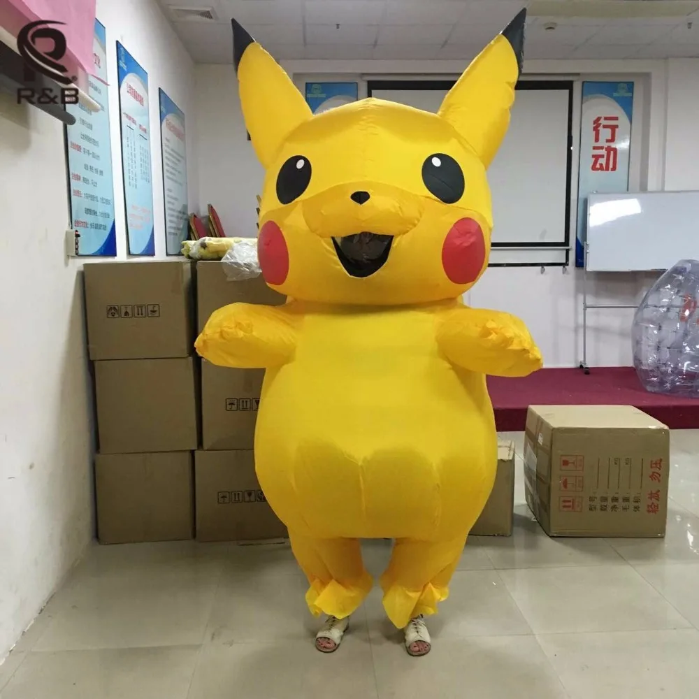 Adult Mascot Pikachu Detective Inflatable Costume Cosplay Halloween Funny Dress
