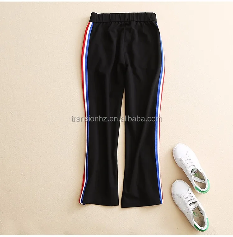 Pantalones Sueltos Informales De Tela Suave Roma Para Mujer Moda Joven Colores Laterales Azul Blanco Rojo Buy Young Fashion Casual Pants Side Colored Blue White Red Stripes Pants Soft Roma Fabric Loose Pant Product On Alibaba Com