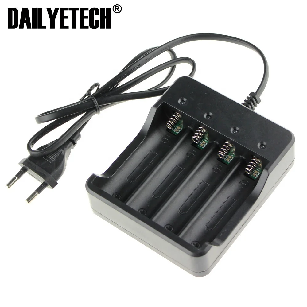 

EU Plug 4 Slot 18650 Li-ion Battery AC Charger Rechargeable 4 LED Indicator 4.2V from DAILYETECH, Black