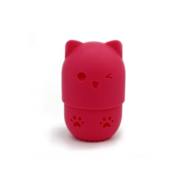 
Cute Cat Travel Foundation Sponge Holder Makeup Sponge Silicone Case 