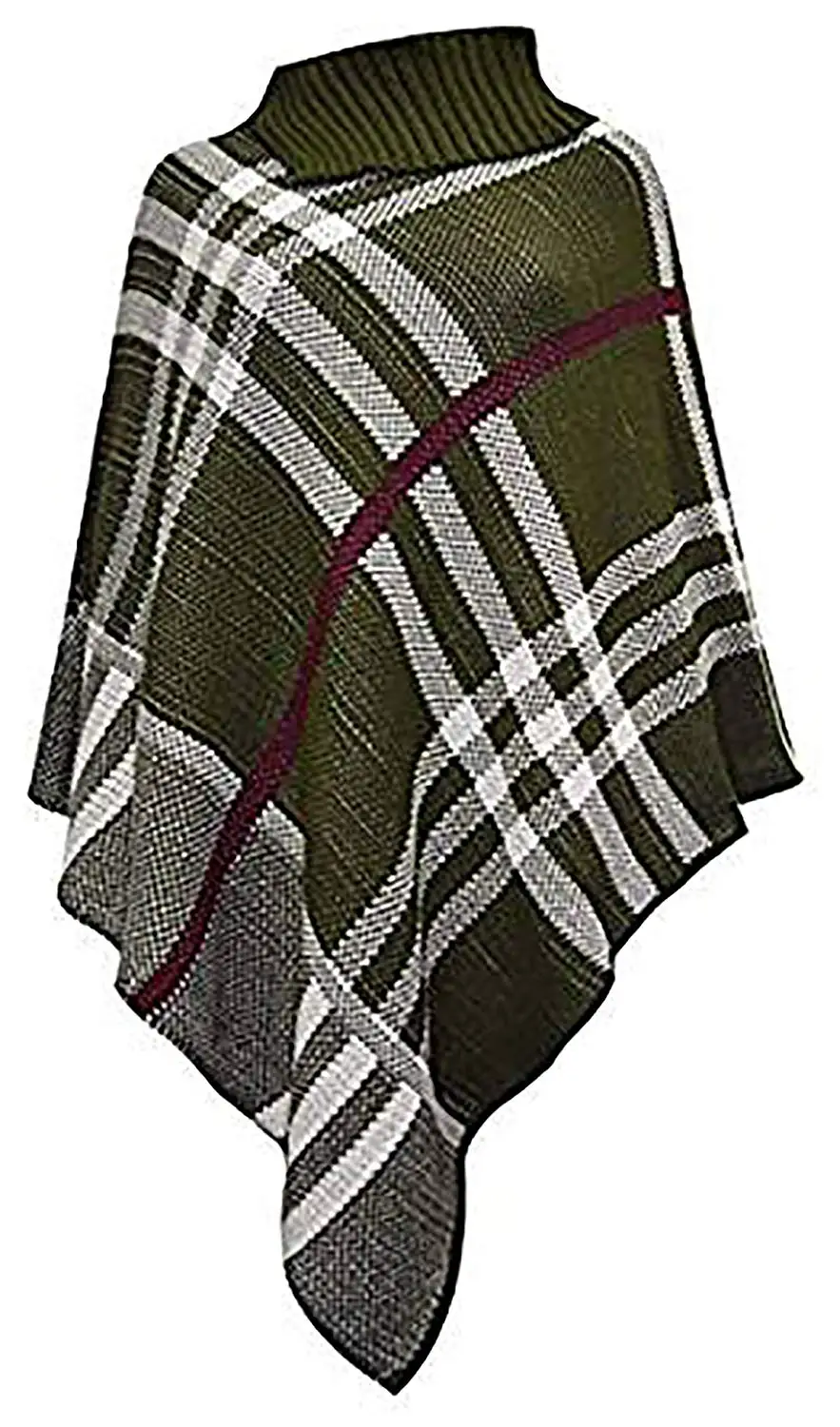 Ladies Check Knitted  Warm Cape Tartan Wrap Shawl Jumper Poncho