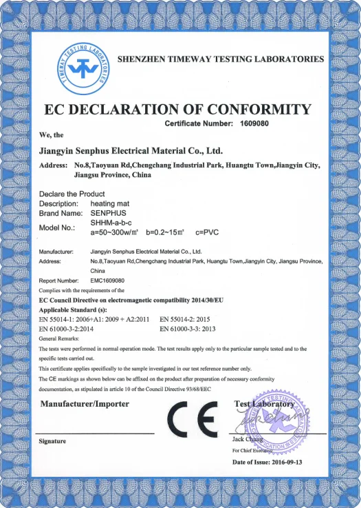 PVC mat CE-EMC Cer.