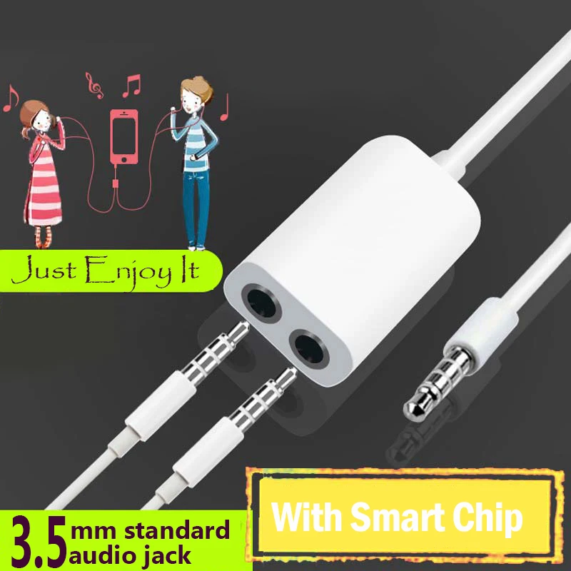 2 In1 Earbuds Headphone Earphone Audio Splitter Sharer Divider For