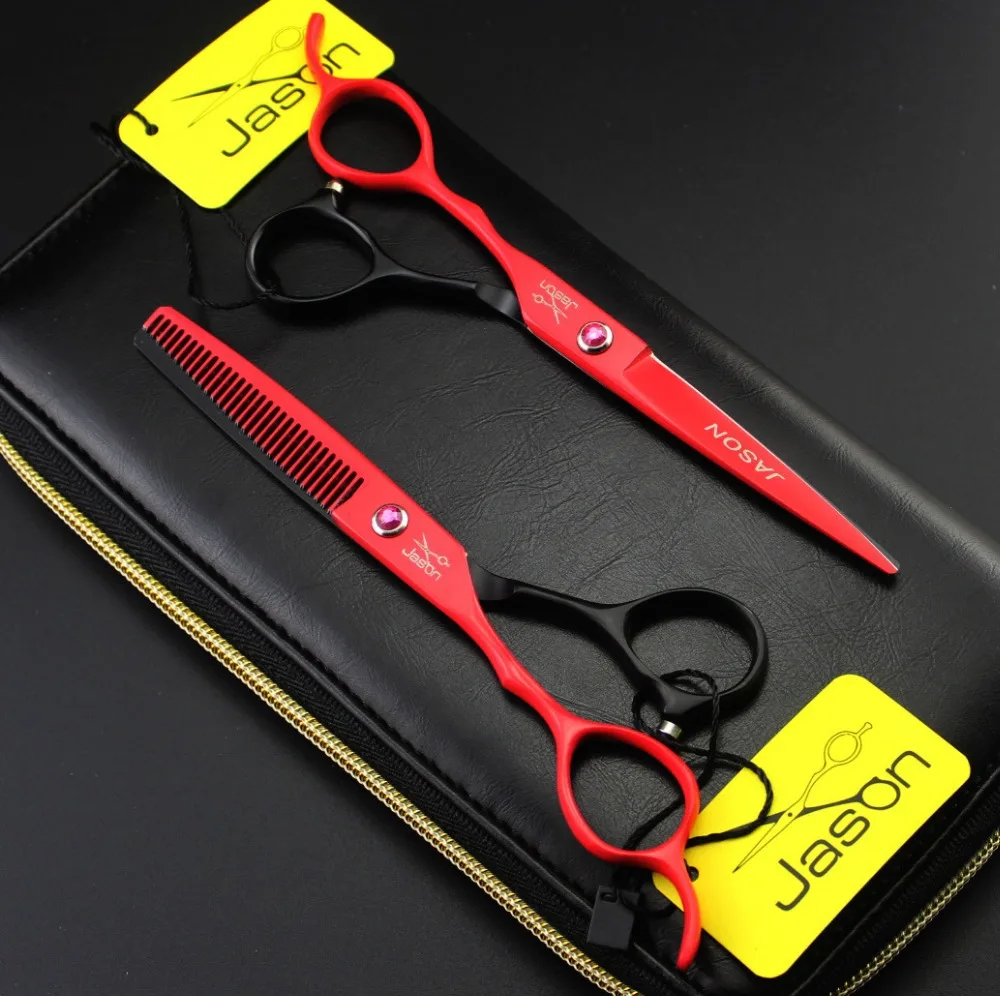 

351# 4Pcs Suit Left Hand Hairdressing Scissor 6.0'' 17.5cm Brand Jason Japan 440C Cutting Scissors Thinning Shears Hair Scissors, Color