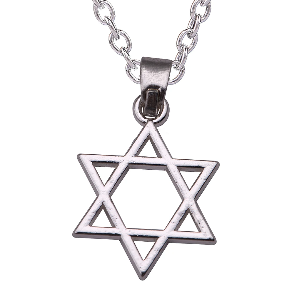 

Fashionable Jewelry Silver Men Star Of David Necklace With Link Chain