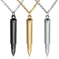 

Can Open Bullet Pendant for Men Necklace 20" Chain Stainless Steel Vintage Three Color Stylish Male Jewelry