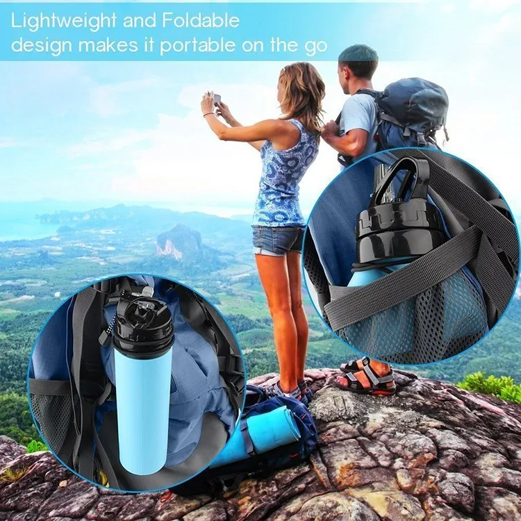 Wholesale Fda Leak-proof Reusable Collapsible Bpa Free Outdoor Sport Water Bottle Silicon 3