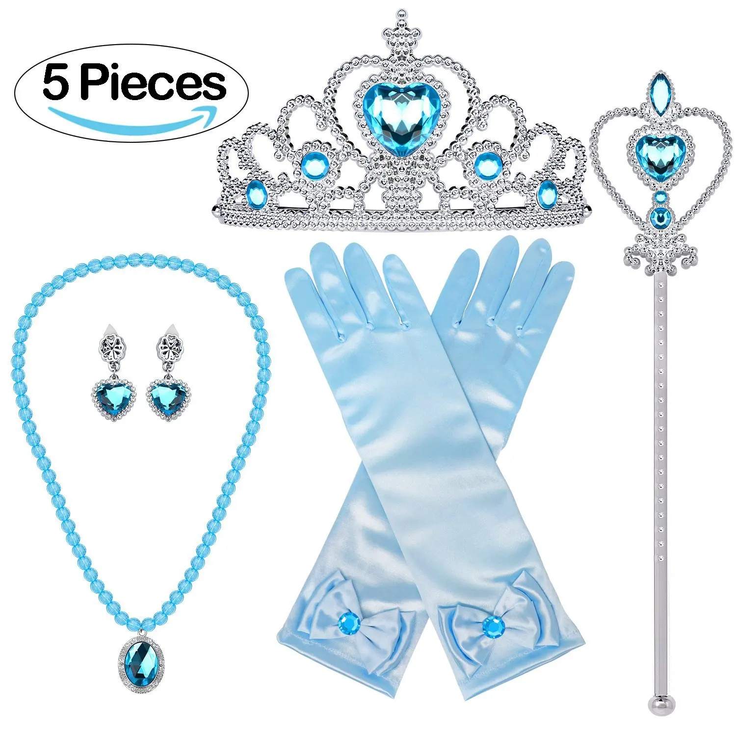 Bonallo Princess Dress Up Accessories Gift Set For Elsa Crown Scepter Necklace 5