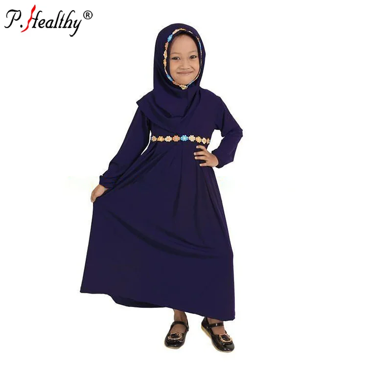 

USA new style fashion muslim girls' long sleeves dresses two pieces of children's skirts dress, Multi colors