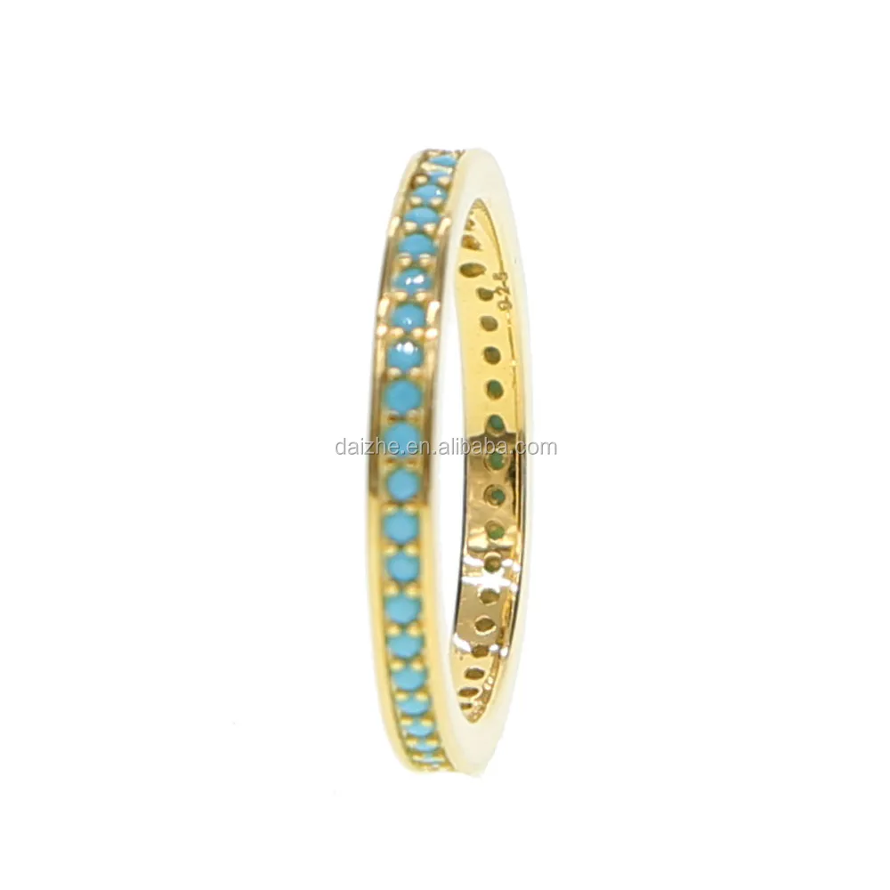 

Latest gold filled turquoise paved tiny band rings for women engagement rings in 925 sterling silver rings