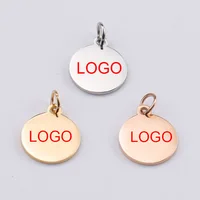 

12x17.5mm Mirror Polished Custom Made Engrave Logo Name Charm Jewelry Stainless Steel Round Pendant