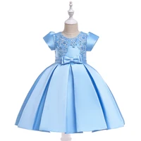 

In-stock Baby Beading Satin Girl Dress Kids Frock Design Children Cny Garments L5073