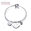 Fashion Simple 2019 Big Heart Pendant Bracelet Bangle for Women World Map Pattern Stainless Steel Jewelry Bangle