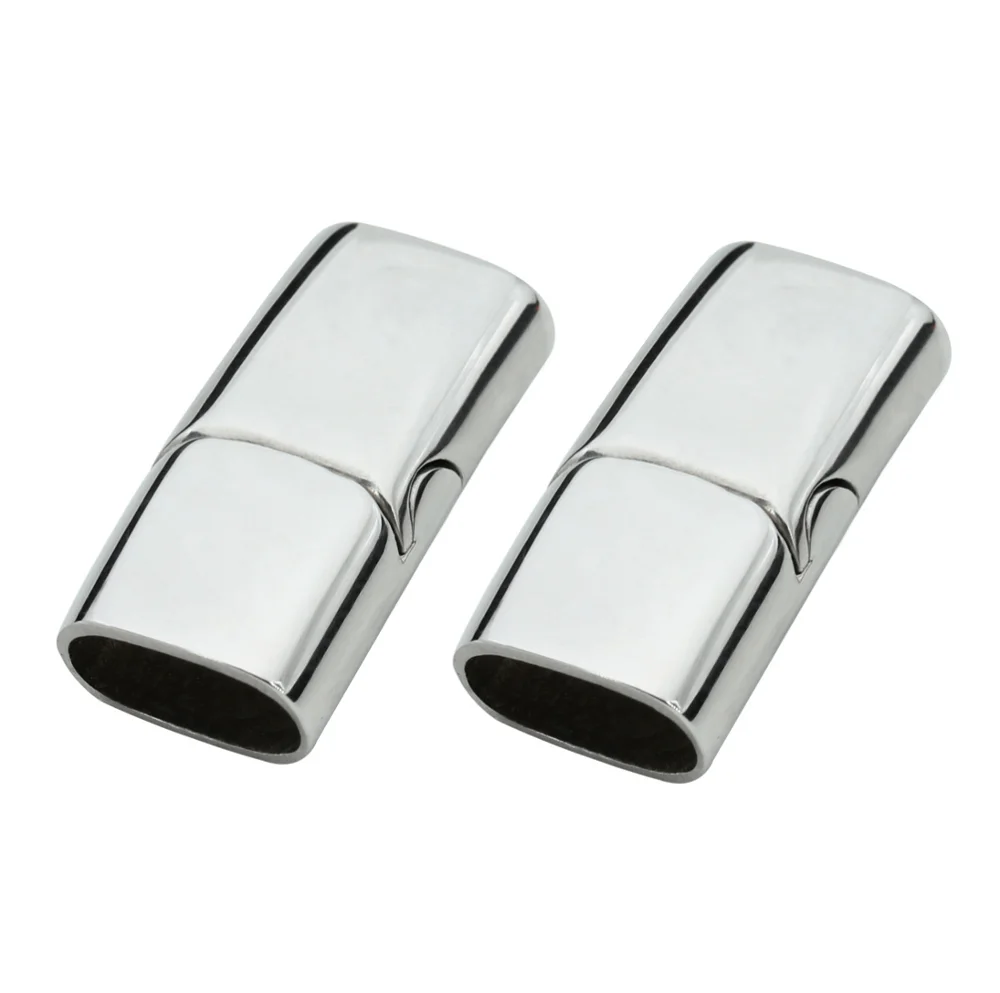 

Hole size 10mmx5mm outer size 12*24.5mm stainless steel magnetic clasp buckle for DIY Leather PU Bracelet Jewelry SPB004, Silver
