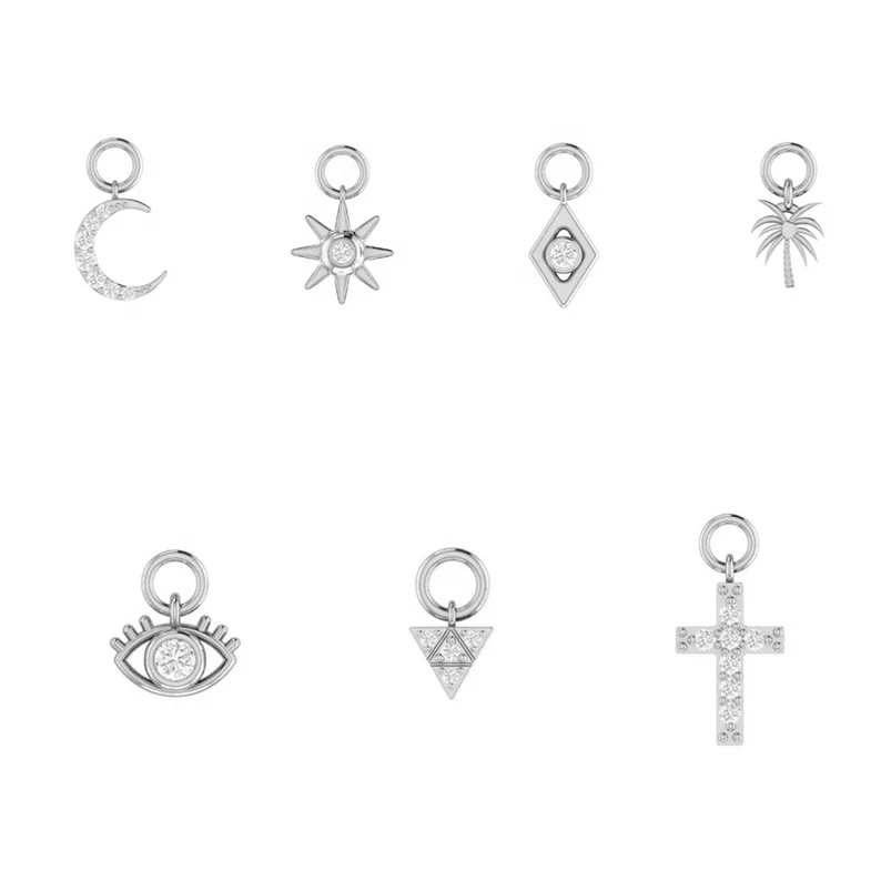 
2020 Minimalist jewelry dainty charm huggies 925 silver 18k gold dangle hoop earrings 