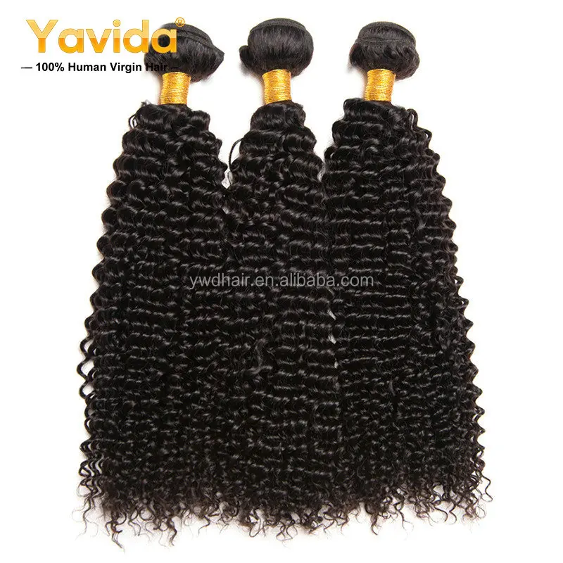 

YAViDA Mongolian Kinky Curly Extensions100G/Piece 100%Unprosee Remy Human Hair Bundles 3 Bundles Toatal 300g Free Shipping, Natural color #1b can be dyed any color