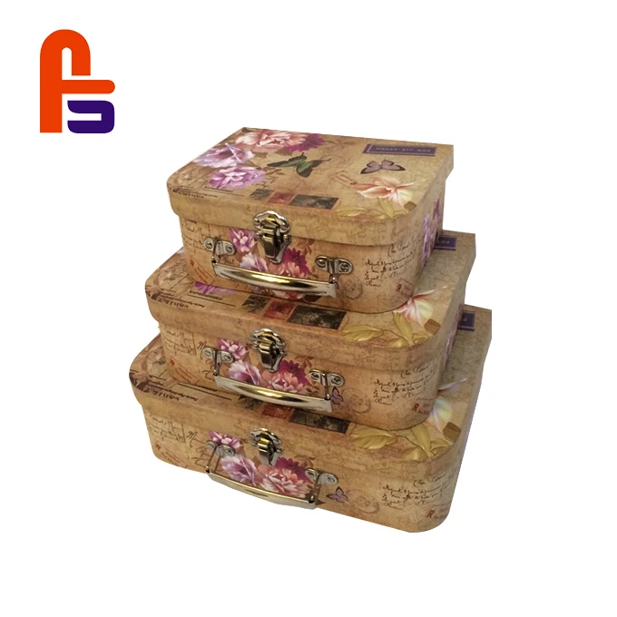 Handmade Cardboard Gift Boxes Decorative Vintage Suitcase Box With
