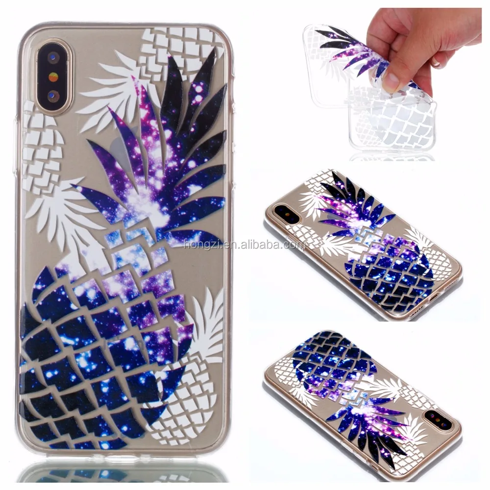 

Soft TPU Case for iPhone X Cover Fundas Silicone Cases Pineapple flower transparent mobile phone cover cases