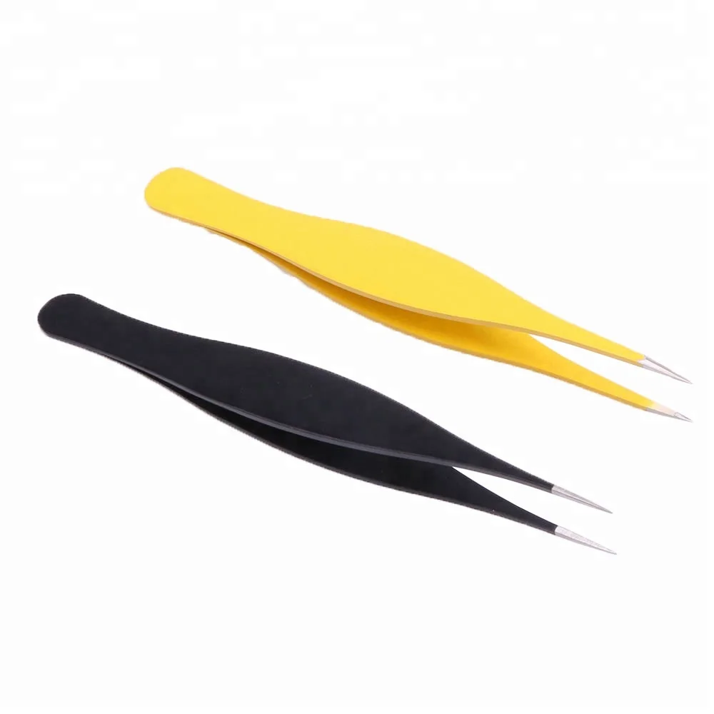 

Professional grade stainless steel Custom Eyebrow Extension Tweezers, Pink/ black/ yellow/custom