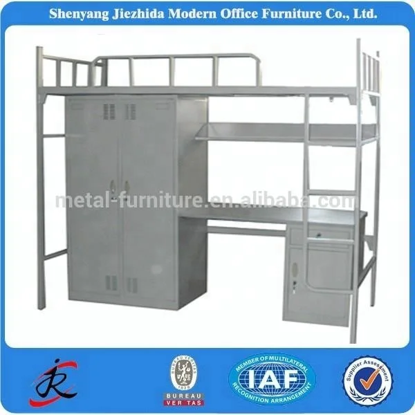 
high quality cheap university college metal steel dormitory bunk bed with desk 