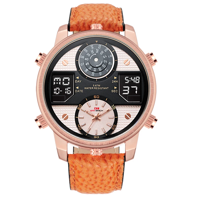 

2019 KAT-WACH 720 Men's Fashion&Casual Watch Quartz+Digital Movement Multi-Function Sport Watches