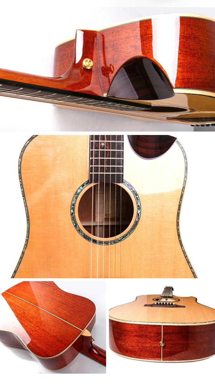 High Grade Solid Wood 41inch Acoustic Guitar With Fingerboard Inlay