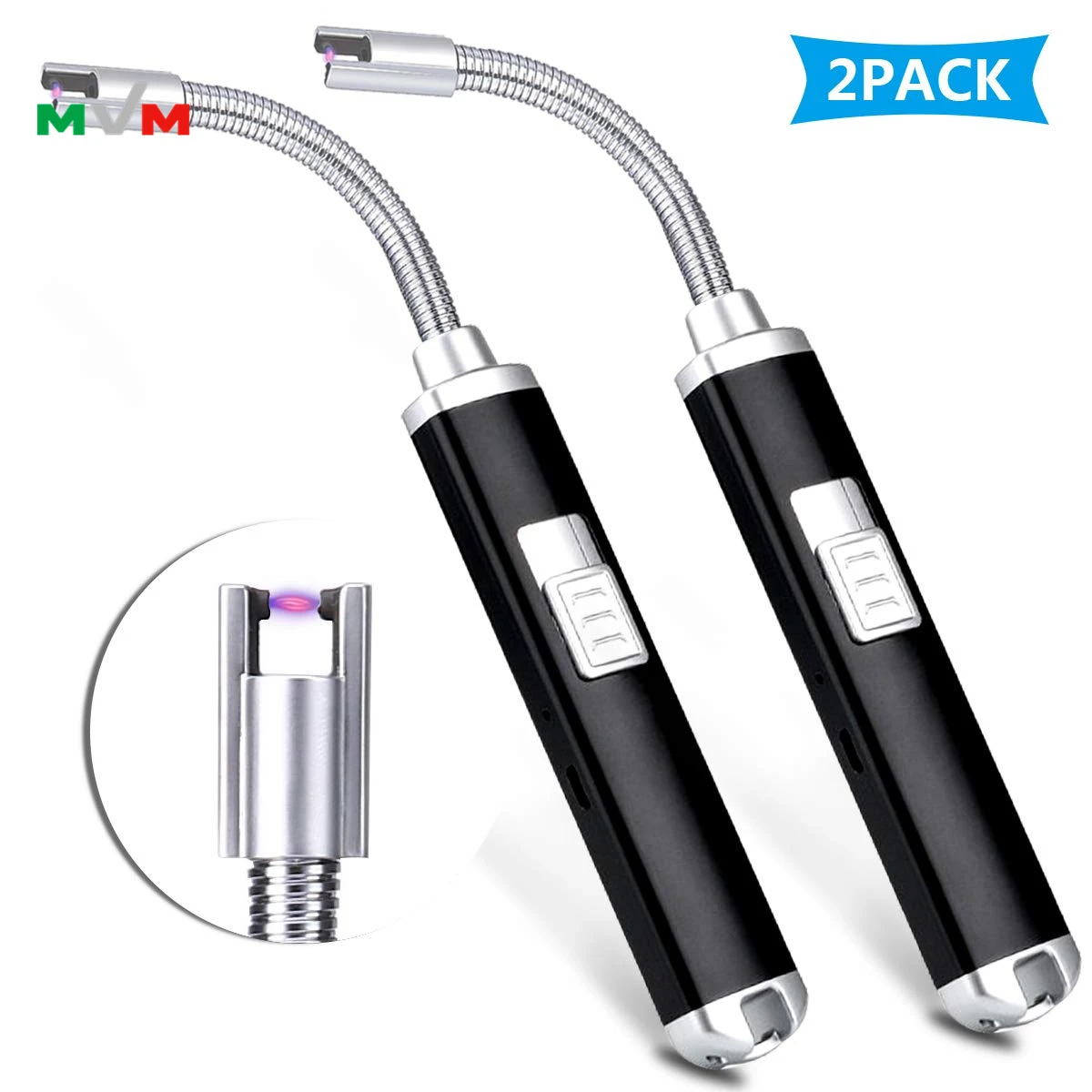 Mlt258 2 Pack Candle Electric Lighter Long Usb Arc Lighter Flameless