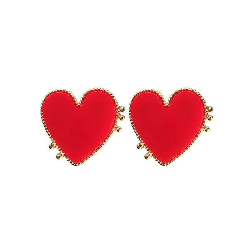 Valentine Earrings Heart Dangle Earrings For Women Girls Gold Alloy Acrylic Earrings
