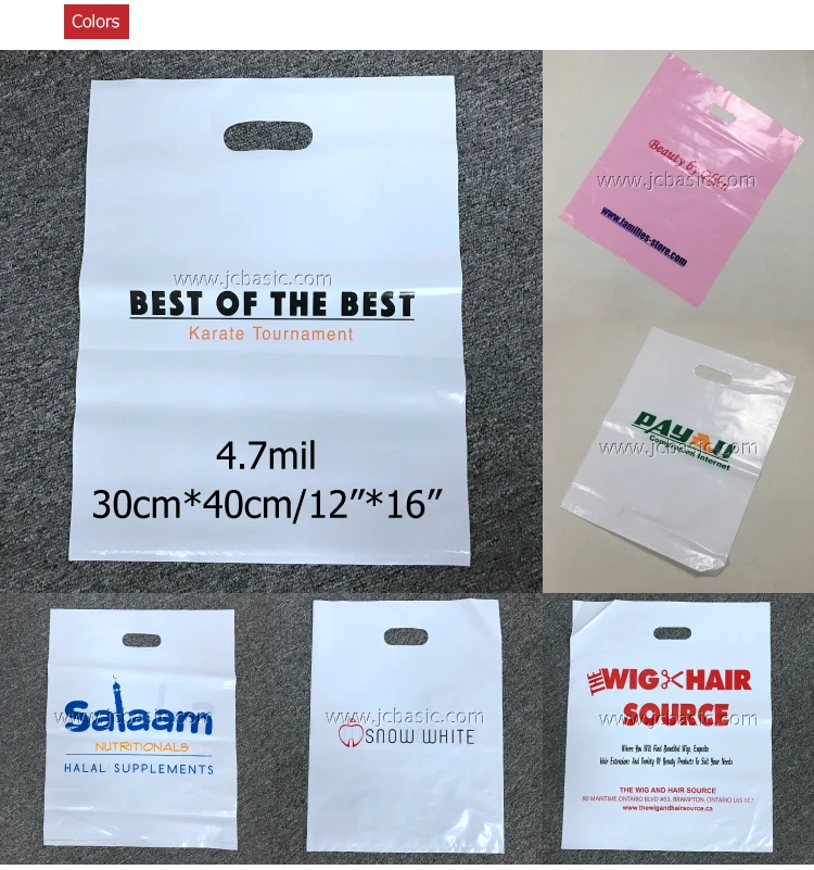 Custom Design Logo Printing PE Cheap Die Cut Handle Shopping Carrying Plastic Bag